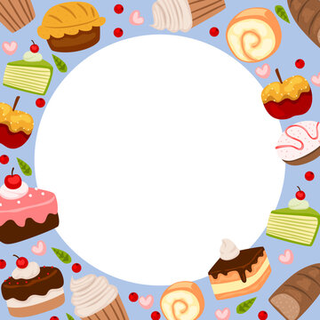 cake and bread circle frame boder