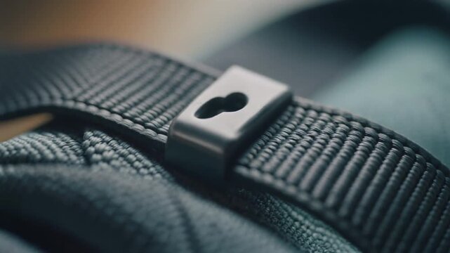 Bag strap detail with metal buckle