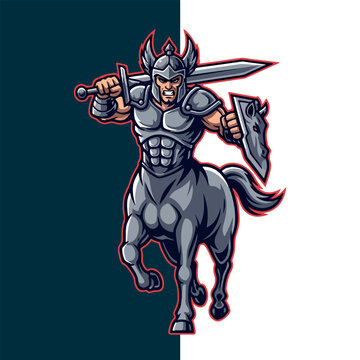 Centaur Warrior Esport Mascot Logo Vector