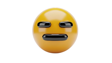 3D Yellow Emoji with Neutral Expression