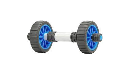 Ab Roller Wheel with Blue Spokes and Gripped Handle