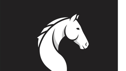 Elegant White Horse Head Logo on Dark Background.