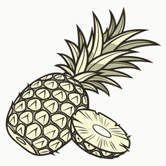 Fresh Tropical Pineapple with Detailed Skin Texture