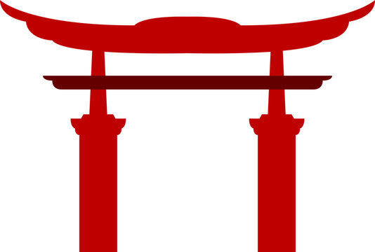 Red Chinese Gate Silhouette