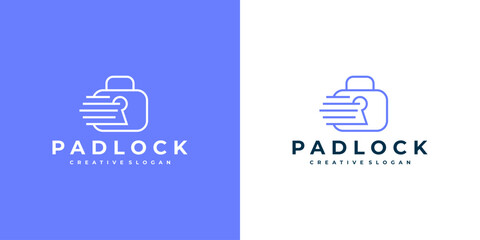 Abstract Cyber ​​Security Padlock Logo with Modern Digital Speed ​​Technology Symbol Vector