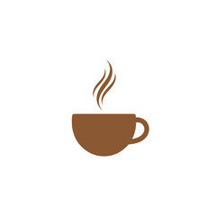 Obraz premium Minimalist Brown Coffee Cup Illustration with Rising Steam.