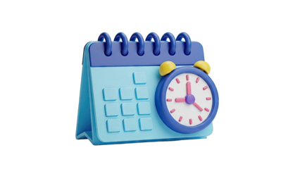 3D Calendar and Clock Illustration