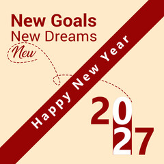 Happy New Year 2027 colorful number design for greeting card or poster background template.