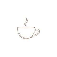 Obraz premium Minimalist Line Art Illustration of a Steaming Coffee Cup.