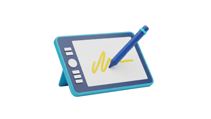 3D Illustration of a Digital Drawing Tablet with Stylus