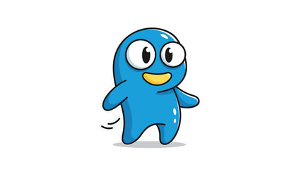 Obraz premium Cute Blue Cartoon Character with Big Eyes and Smile.