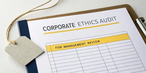 Corporate Ethics Audit Form for Management Review with Checklist and Clip, Business Compliance Document