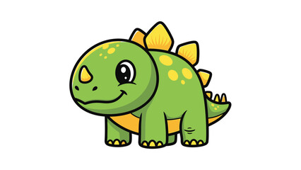Fototapeta premium Cute Cartoon Stegosaurus Illustration with Friendly Expression.