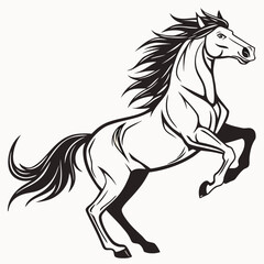 Realistic Horse Running in Dynamic Pose on White Background