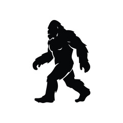 Walking bigfoot silhouette vector flat illustration design.
