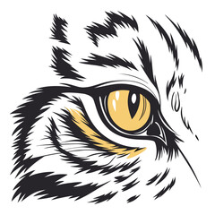 Close-Up Realistic Tiger Eye Illustration on White © Boina