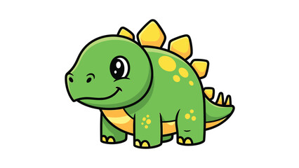 Obraz premium Cute Cartoon Stegosaurus Illustration with Yellow Plates and Spots.