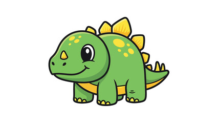 Obraz premium Cute Cartoon Stegosaurus Illustration with Yellow Plates and Spots.