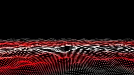 Vibrant digital waveform visualization with red and white patterns