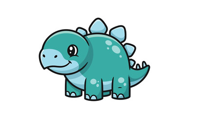 Obraz premium Cute Cartoon Stegosaurus with Plates and Spikes Illustration.