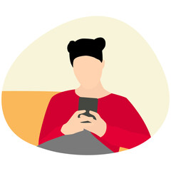 People Using Handphone Illustration