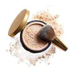  Face powder with brush on a transparent background
