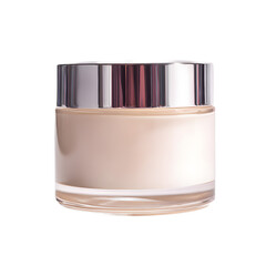 Cream jar, white and metallic Isolated transparent background

