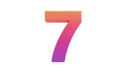 3D Number 7 with Orange to Purple Gradient
