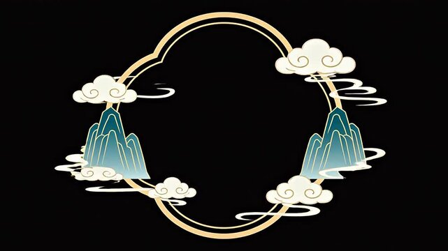 Mountain and cloud decorative frame
