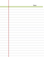 blank lined notebook page with red margin, printable sheet for writing and journaling