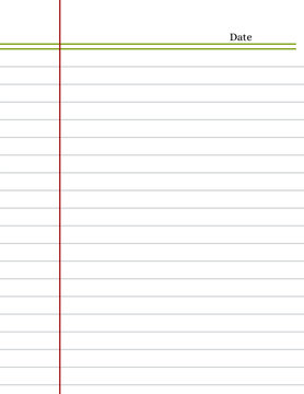 blank lined notebook page with red margin, printable sheet for writing and journaling