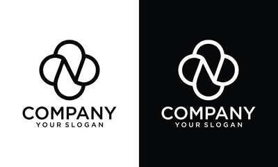Creative Letter N Nature Clover Luxury logo design vector symbol icon illustration