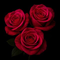 A beautiful bouquet of blooming red roses on a black background creates a romantic floral gift, capturing the nature of love and beauty for a Valentine or wedding blossom