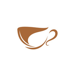 Obraz premium Elegant Coffee Cup Logo Design with Leaf-Inspired Steam.
