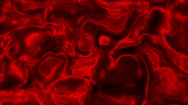 Intense red liquid magma abstract texture with blood lava fire fluid motion for scary Halloween horror organic background.