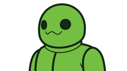 Obraz premium Cartoon Green Character with Round Head and Simple Design.