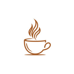 Obraz premium Elegant Coffee Cup Logo Design with Steaming Aroma in Minimalist Style.
