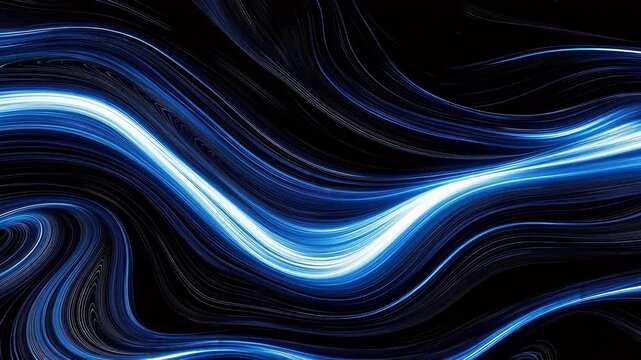 Abstract blue light waves on black