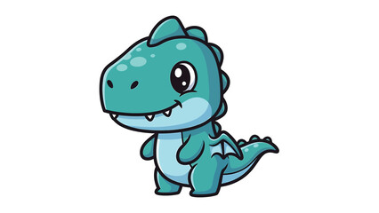 Obraz premium Cute Cartoon Baby Dragon with Big Eyes and Small Wings.