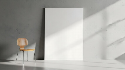 Large Vertical Blank Canvas Mockup on Concrete Wall