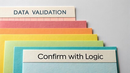 Colorful Index Cards for Data Validation and Logical Confirmation in Office Environment or Study Space