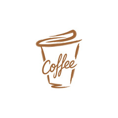 Stylized Coffee Cup Logo Design with Hand-Drawn Lettering.