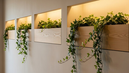 Modern Interior Wall Detail with Integrated Green Planters