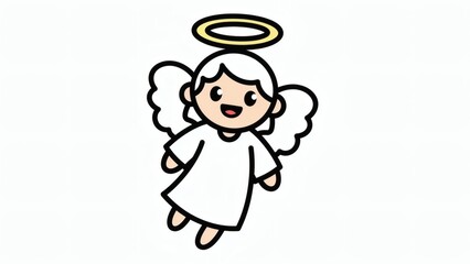 Fototapeta premium Cute Angel Clipart Illustration - A Charming and Heavenly Character