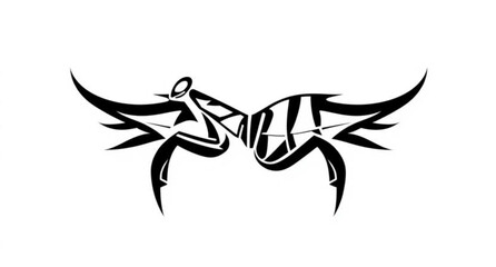 Black and white scorpion tattoo vector illustration featuring a tribal animal silhouette design with a wild tail and head icon isolated on white for a nature symbol logo pattern