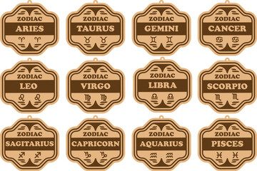 12 Design Zodiac Keychain , Zodiac SIgn 