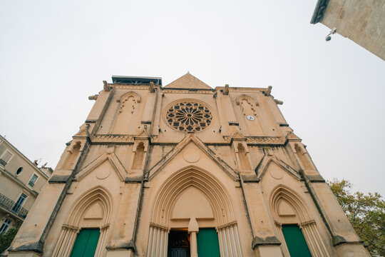 Building of neogothic church of Saint-Roche-de-Montpellier, france - 1 oct 2025