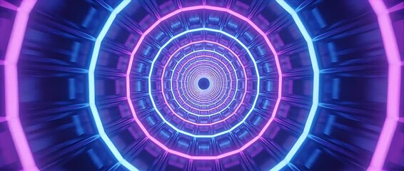 Neon tunnel loop vdo glowing abstract circle pattern futuristic background bright blue pink ring light seamless cyber space corridor hypnotic depth vibrant geometric digital art design - Powered by Adobe