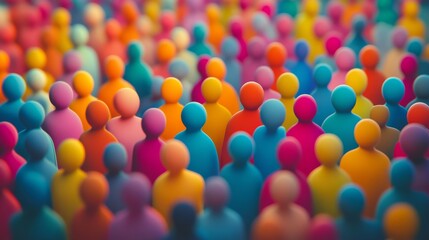 A vibrant representation of diverse individuals gathered together in a colorful crowd. This image captures unity in diversity and elicits positive emotions. Generative AI