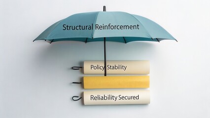 Conceptual umbrella design symbolizing structural reinforcement, policy stability, and reliability secured in business